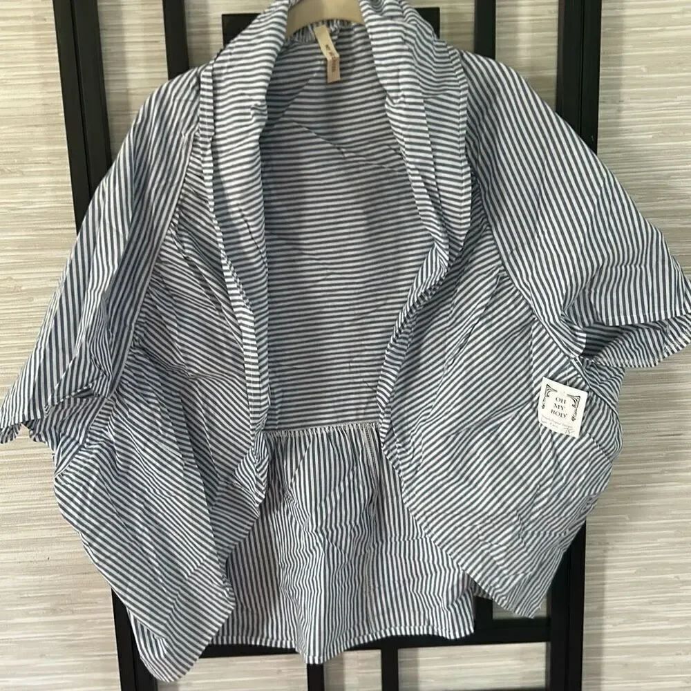 Eileen Fisher Navy silk textured jacket 3/4 sleeves M